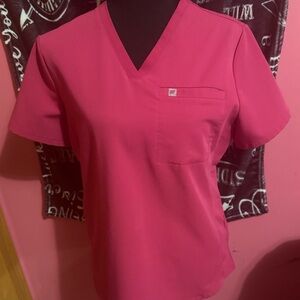 Women's Pink and Black XS fabletics scrub set